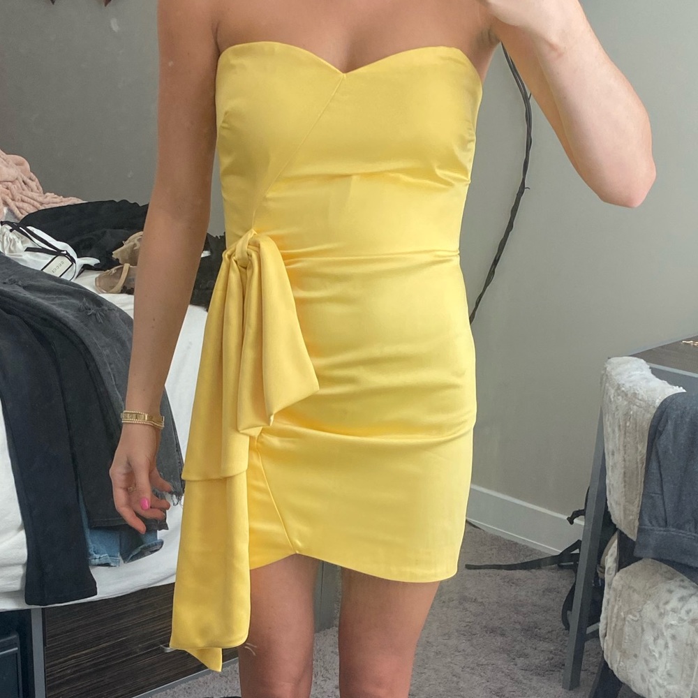 “Likely” satin cocktail dress
